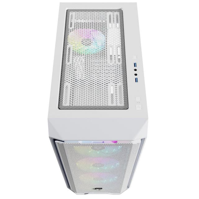 Detalle de Nfortec Krater X caja ATX blanca con 4 ventiladores