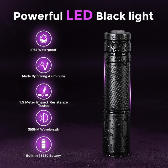 Thumbnail 6 de GEARLITE UV Torch Rechargeable Ultraviolet Flashlight (395nm) – Mini UV Black Light Detector