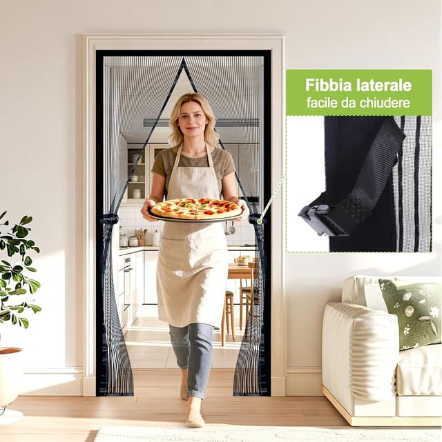 Detalle de JANORS zanzariera magnetica per porta finestra 90x210 cm, senza forare