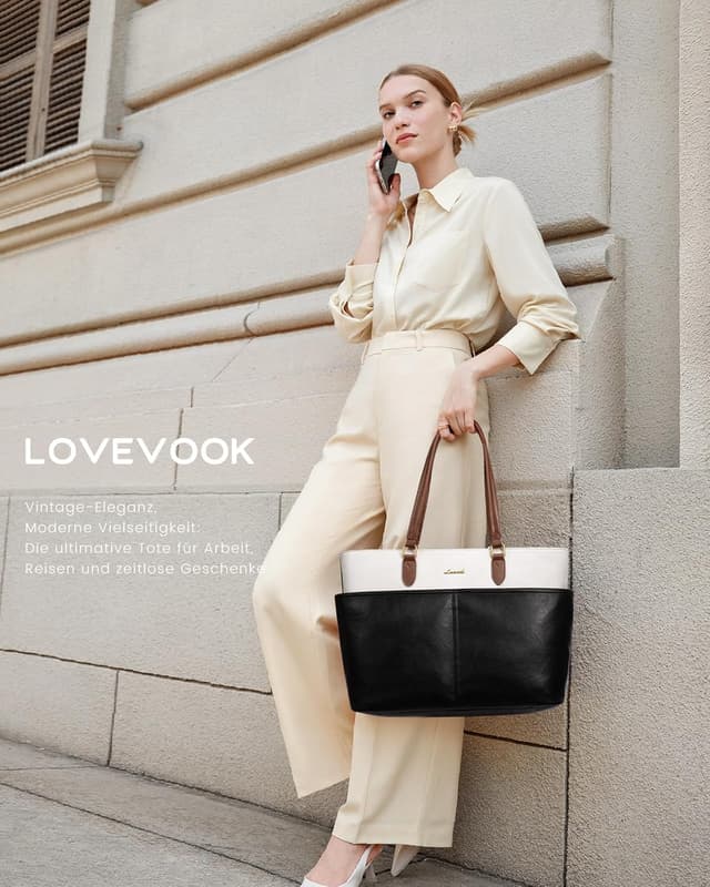Detalle 2 de LOVEVOOK Handtasche Damen groß mit Laptop- und Tablet-Fächern – Shopper & Business-Tasche