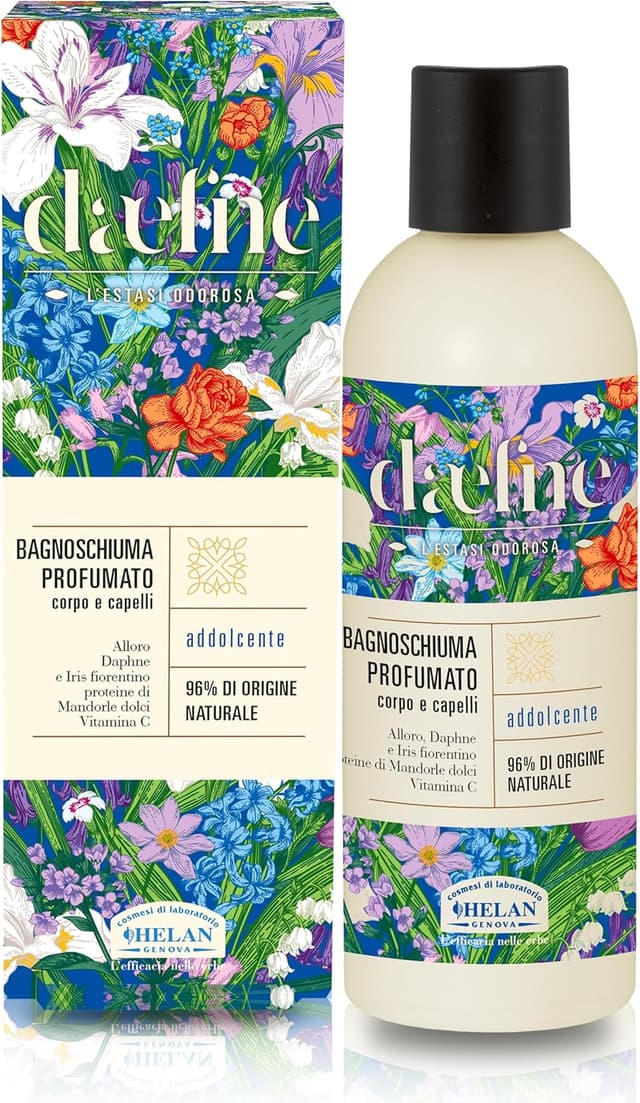Detalle de Helan Daefne Shampoo e Bagnoschiuma Uomo e Donna addolcente con Vitamina C, Mandorle Dolci, Iris e Alloro