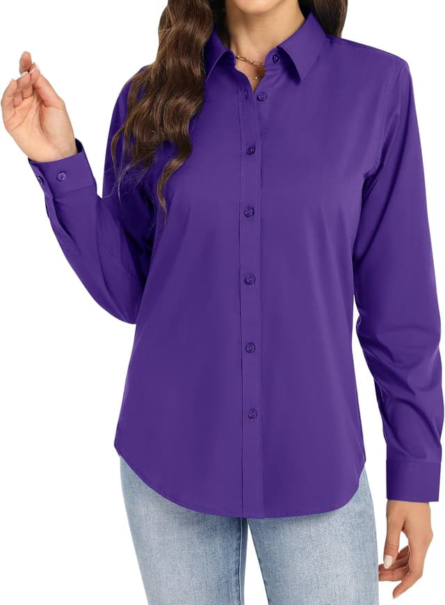 Detalle de J.VER Damen-Bluse aus Baumwolle (95% Baumwolle/5% Elasthan), bügelfrei, Langarm – Business & Freizeit