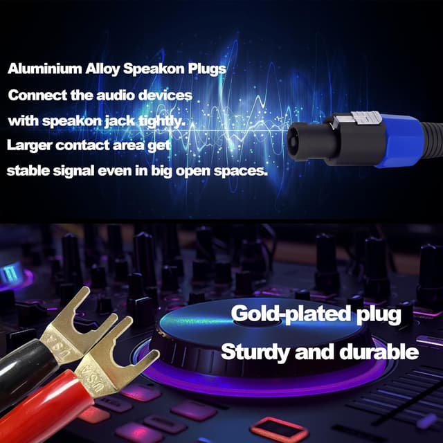 Detalle de YARCHONN Speakon to 2Y Spade Speaker Cable 2m