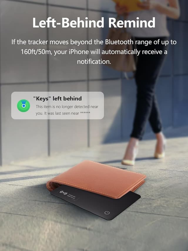 Detalle de Lmrbelec Ultra-Slim Wallet Tracker Card (Works with Apple Find My) — iOS Compatible, IP68, 2-Pack