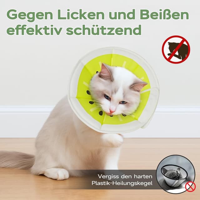 Detalle de Supet weicher Katzenkragen mit einstellbarem Halsband – waschbarer Halskrause für S/M/L (Grüne Kiwifrucht, L)