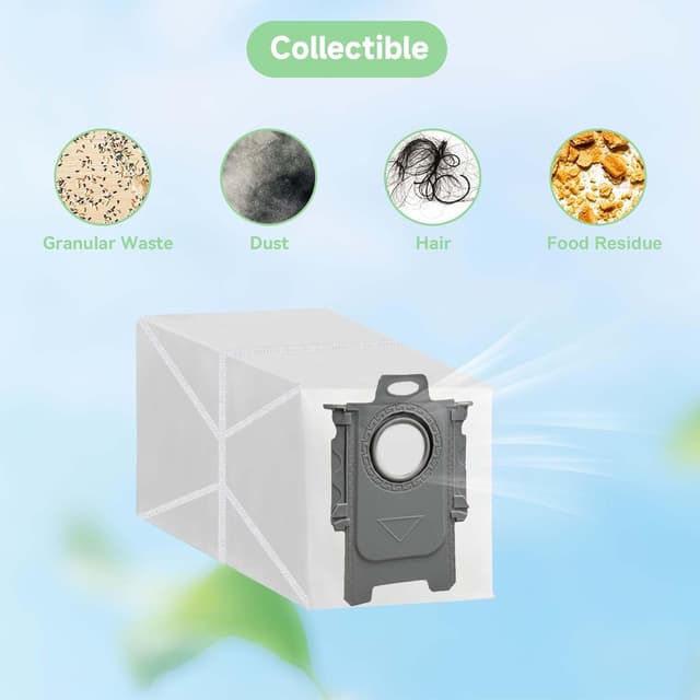 Detalle de WAIKAS 6er Beutel-Set für Roborock Qrevo & S8 MaxV Ultra (kompatible Staubsaugerbeutel)