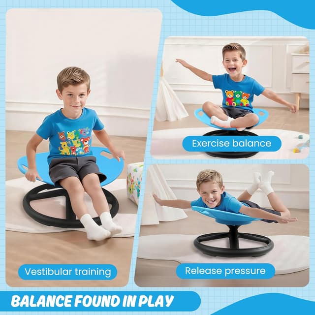 Detalle de LGMCF Kids Sensory Spinning Chair (Blue) with Safety Handle and Non-Slip Design