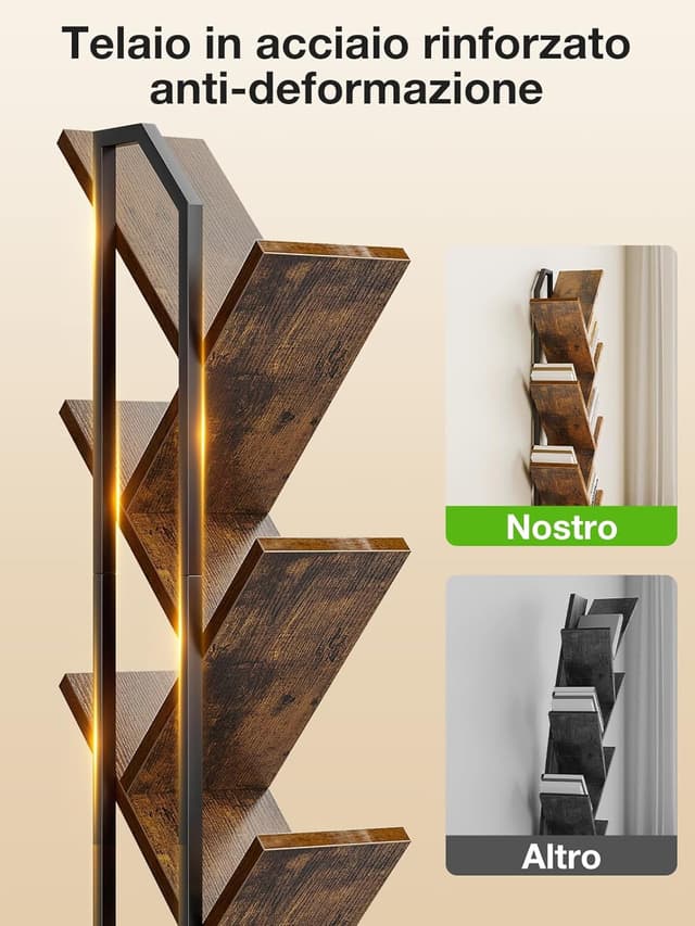 Detalle 2 de Coleshome libreria in legno a 6 ripiani