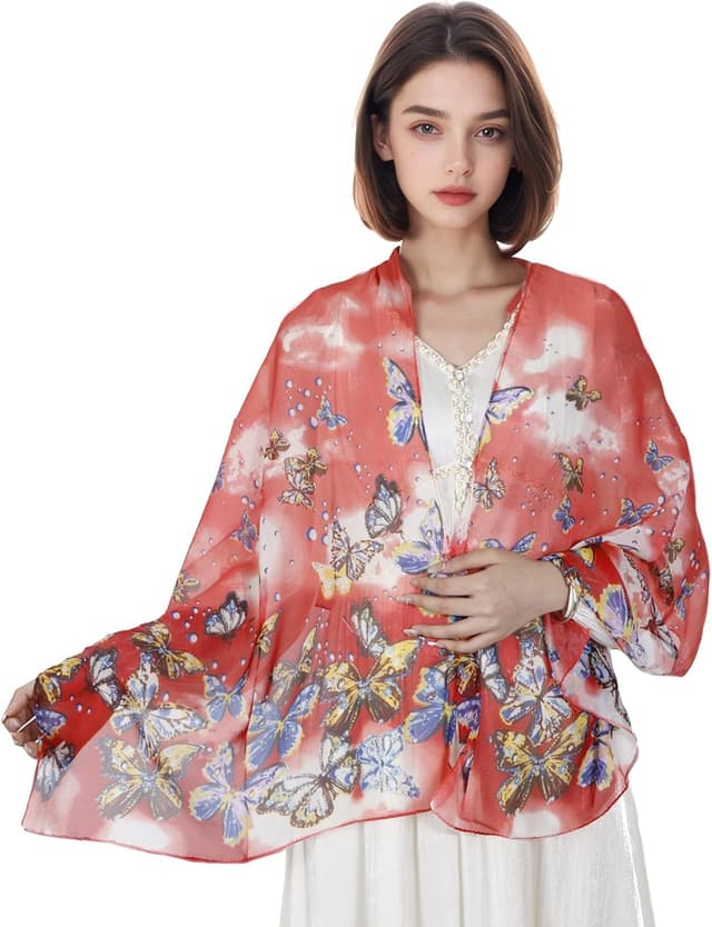 Detalle de Lamca Chiffon Scarf (Ladies Scarves) – lightweight floral georgette scarf for women