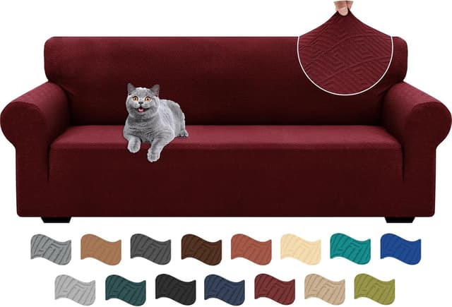Detalle de Ystyle Copridivano 3 posti con braccioli super elasticizzato antigraffio gatto Bordeaux