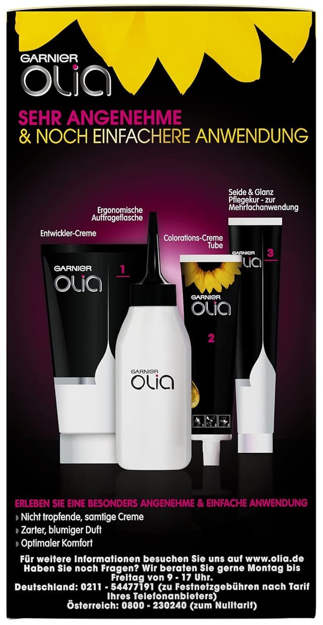 Detalle de Garnier Olia Dauerhafte Haarfarbe ohne Ammoniak 6.0 Hellbraun (Packung mit 2), inkl. Pflegekur