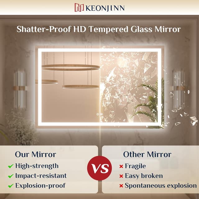 Detalle de Keonjinn LED Bathroom Mirror 24x32