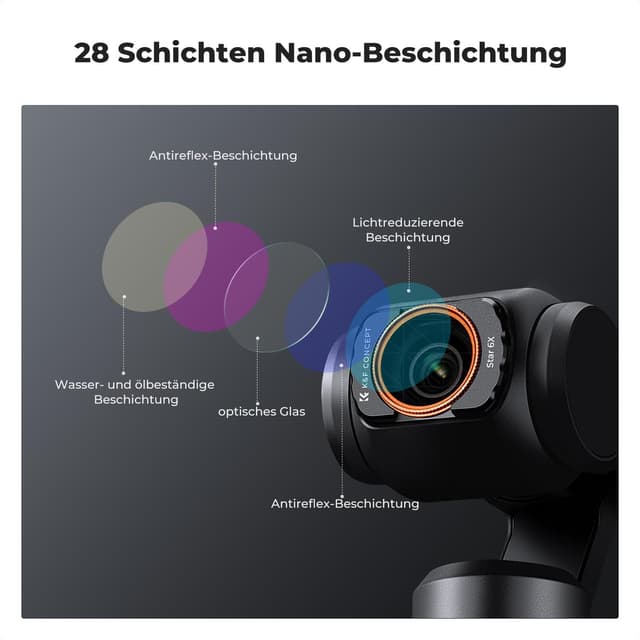 Thumbnail 6 de K&F CONCEPT 4er Magnetic Effect Filter Set für DJI Osmo Pocket 3 – Black-Mist, Blue Streak, Lichtverschmutzung und Star-Filter