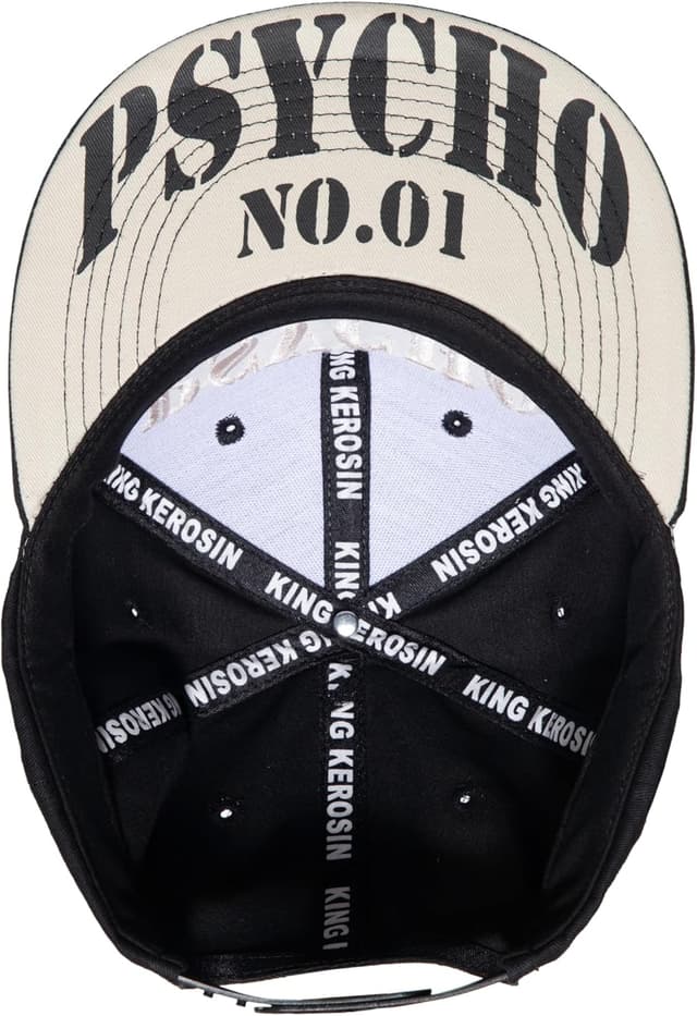 Detalle 2 de King Kerosin Herren Flat Brim Snapback Cap mit 3D-Stickerei – Rockabilly & Retro Baseball-Kappe