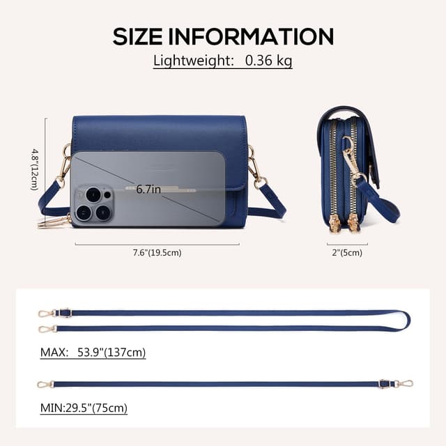 Detalle 2 de Roulens Small Crossbody Phone Bag for Women – PU leather phone pouch with adjustable strap and card slots