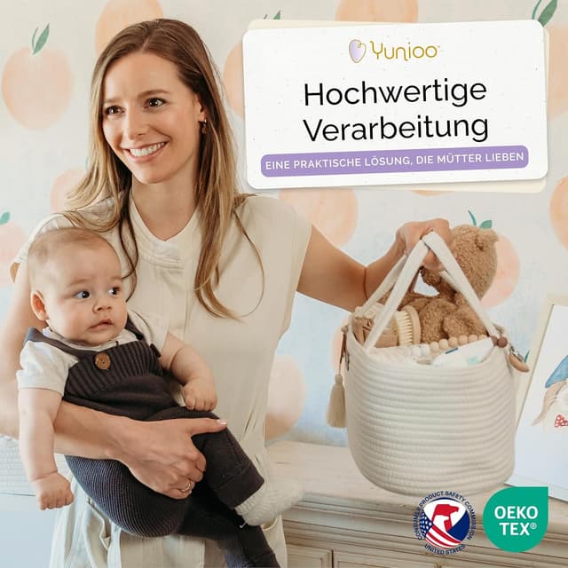 Detalle 2 de Yunioo Wickeltisch Organizer mit herausnehmbaren Fächern und Tragegriffen