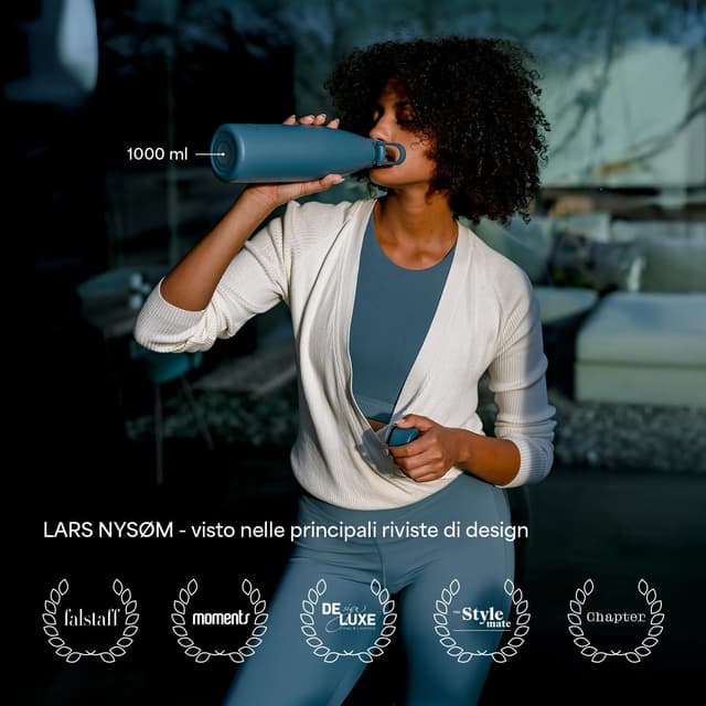 Detalle de LARS NYSØM Nåde borraccia termica da 1 litro in acciaio inox (Blush Rose) – bottiglia isolata 1000 ml