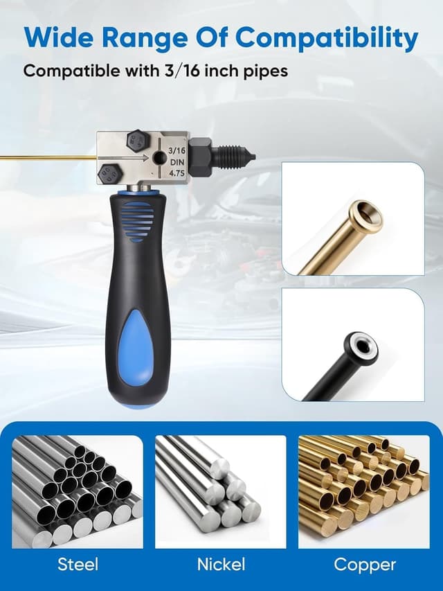 Detalle 2 de Wvoillty Doppel-Bördelwerkzeug für DIN-Bremsleitungen (3/16") – Reparatursatz für Kupfer-, Nickel- und Stahlrohre
