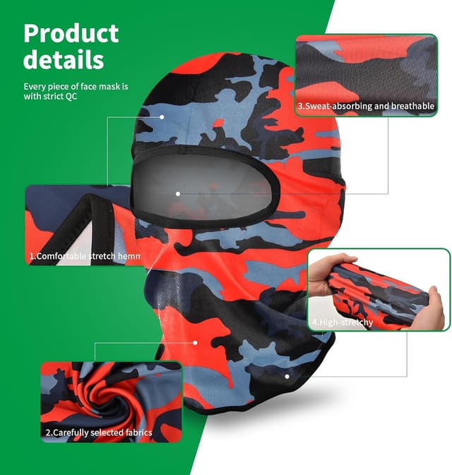 Detalle de LONGKING Sturmhaube/Skimaske (Balaclava) für Damen & Herren mit Wind- und UV-Schutz