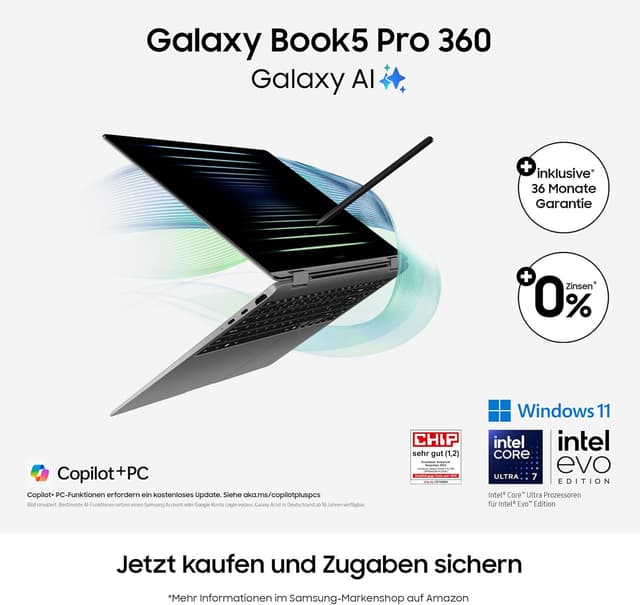 Thumbnail 1 de Samsung Galaxy Book5 Pro 360 16 Zoll 2-in-1-Laptop