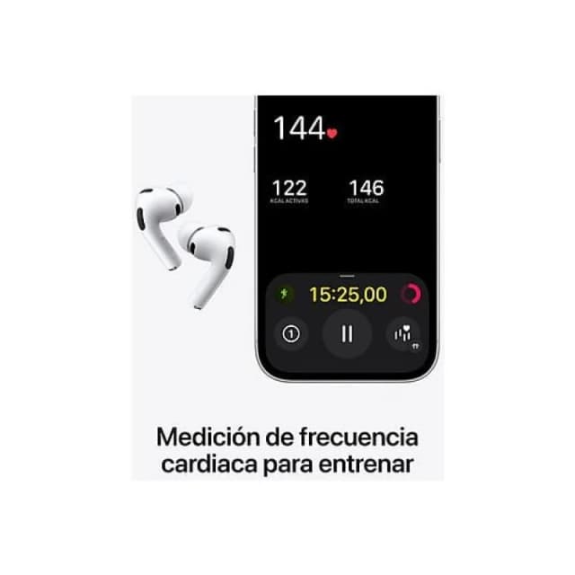 Detalle de Apple AirPods Pro 3 con cancelación activa de ruido y USB‑C (blancos)