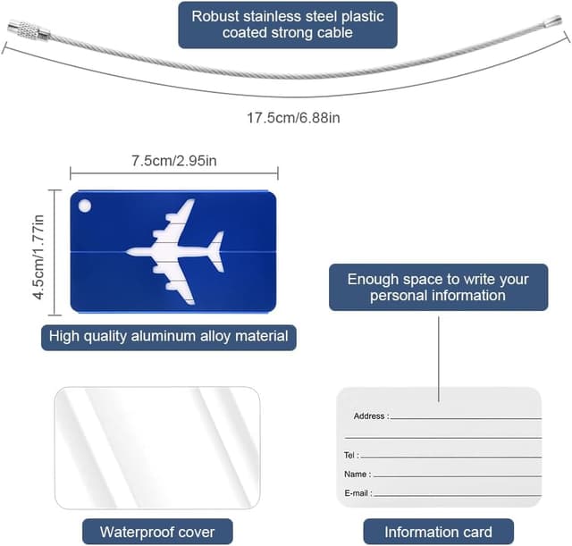 Thumbnail 2 de Vicloon Viaggio Bagagli Tag 6 Etichette Alluminio