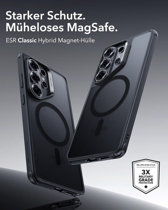 Detalle 2 de ESR MagSafe Hülle für Samsung Galaxy S26 Ultra – MIL-STD-810H Militärschutz & 1.500 g Magnetkraft, matt schwarz