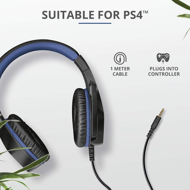 Detalle de Trust Gaming Headset GXT 404B für PS4 & PS5 (blau) – kabelgebundene Kopfhörer mit abnehmbaren Mikrofon und 40-mm-Treibern