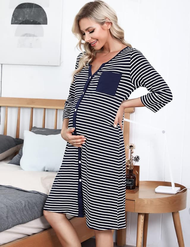 Thumbnail 6 de Marvmys Stillnachthemd Baumwolle 95% 3/4 Ärmel