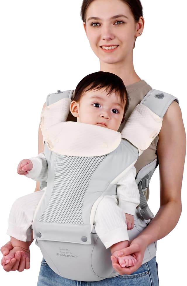Detalle 2 de Bebamour Baby Carrier Newborn to Toddler Hipseat (0–36 months) in Blue