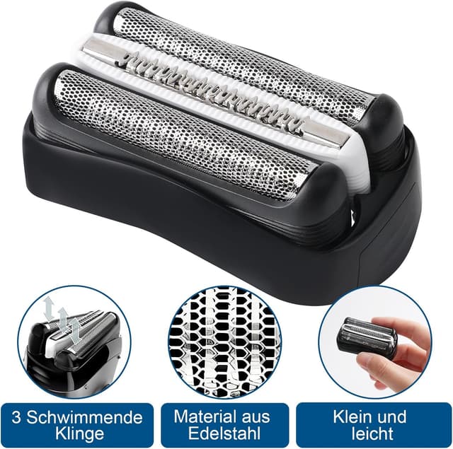 Detalle 2 de 2er-Set 32B Ersatzköpfe für Braun Series 3 – kompatibel mit S3 310s & 3090cc (nass & trocken)