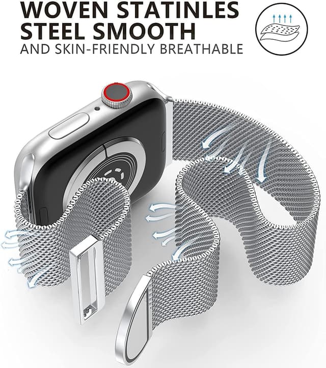 Detalle de ORRLBB Magnetic Clasp Stainless Steel Strap for Apple Watch (Series 11–1 & Ultra/SE, 49–38mm)