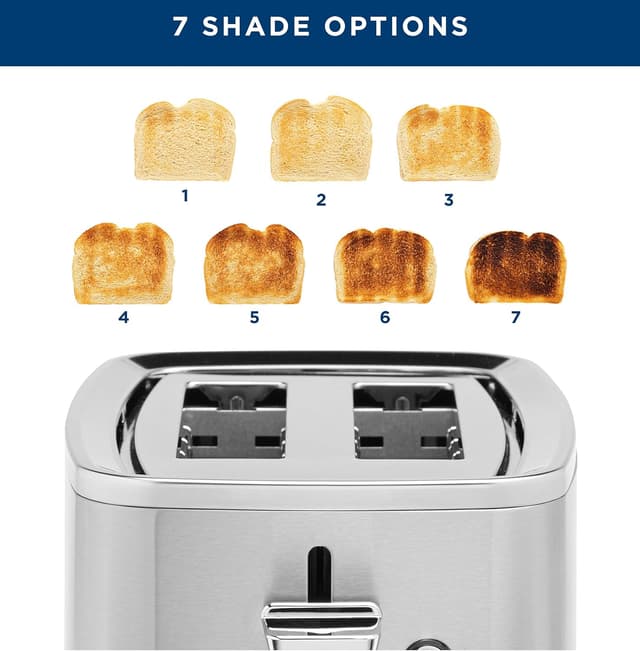 Detalle de GE 2-Slice Stainless Steel Toaster with Extra-Wide Slots and 7 Shade Settings