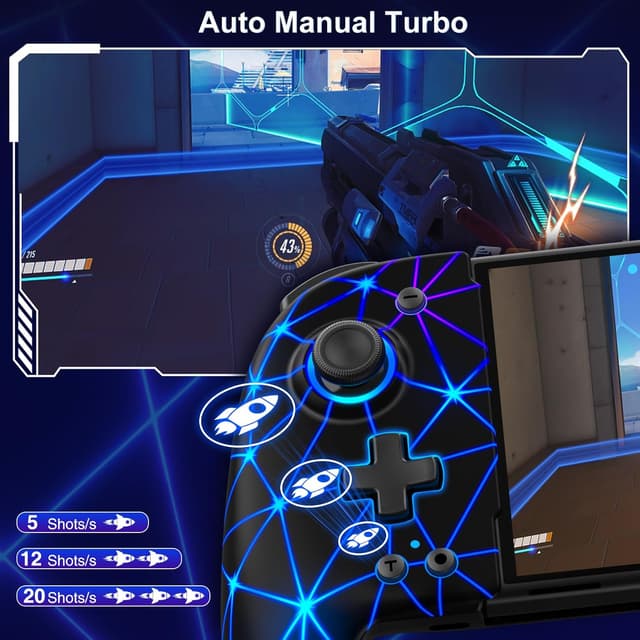 Thumbnail 6 de GAMSINGY Handheld Switch Controller mit 4 Spiele-Karten-Slots, programmierbaren Tasten und Turbo/Vibration