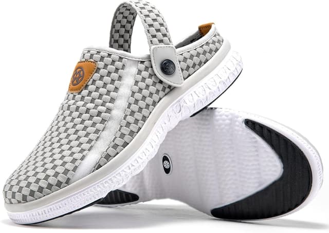 Detalle de Clogs Hausschuhe für Herren & Damen – atmungsaktive Pantoletten mit klappbarem Rückriemen