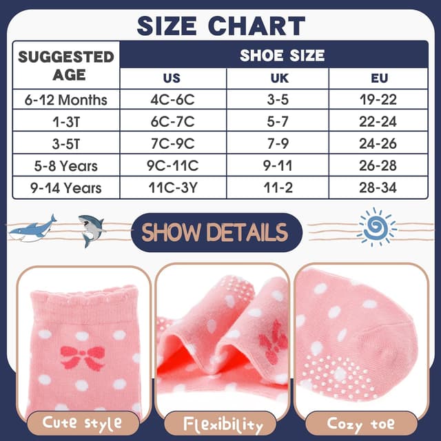 Thumbnail 3 de ANTSANG Stoppersocken Kinder 12 Paare Mädchen