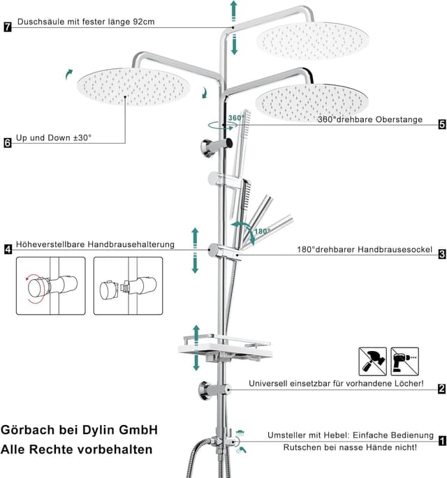 Thumbnail 3 de Görbach Colonna Doccia Acciaio Inox D20cm