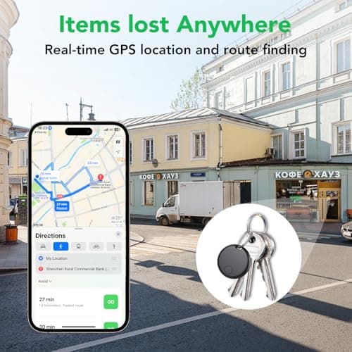 Detalle de aowoka Smart Tracker Tags (4 pack) con Find My: localizador Bluetooth para llaves, carteras y equipaje