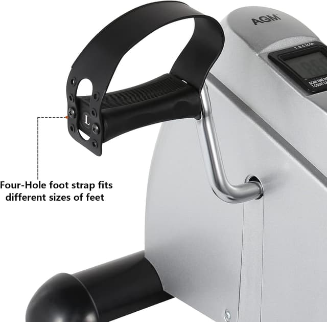 Detalle 2 de AGM Mini Exercise Bike Pedal Sit Down with LCD Display (under-desk bike for legs and arms, non-slip mat included)