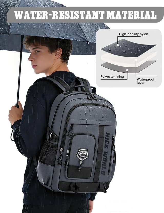 Detalle de Amythe zaino per ragazzo/adolescente impermeabile e leggero, grigio, per computer 15,6