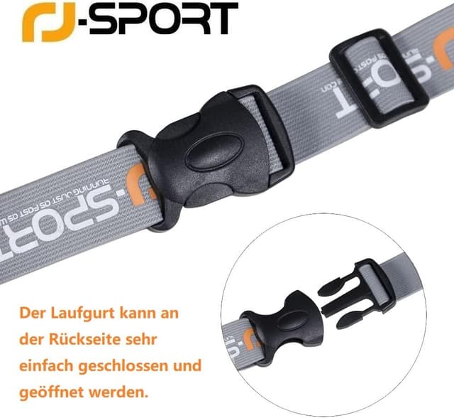 Detalle de RJ-Sport Triathlon-Startnummernband als Laufgurt mit Nummernhalter & 6 Gel-Halter (schwarz)