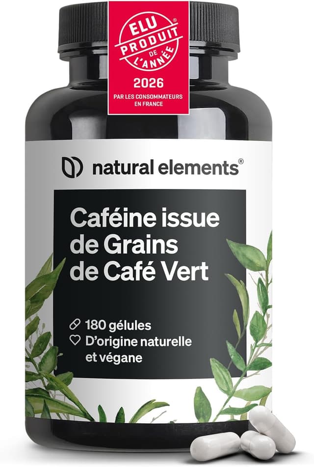 Detalle de Gélules de caféine 200 mg (180 gélules) – alternative naturelle aux comprimés, végane