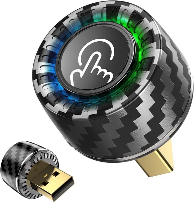 Detalle de Wireless CarPlay/Android Auto Adapter (Ultra Mini, Carbon) mit Ein-Tasten-Wechsel für 2 Phones