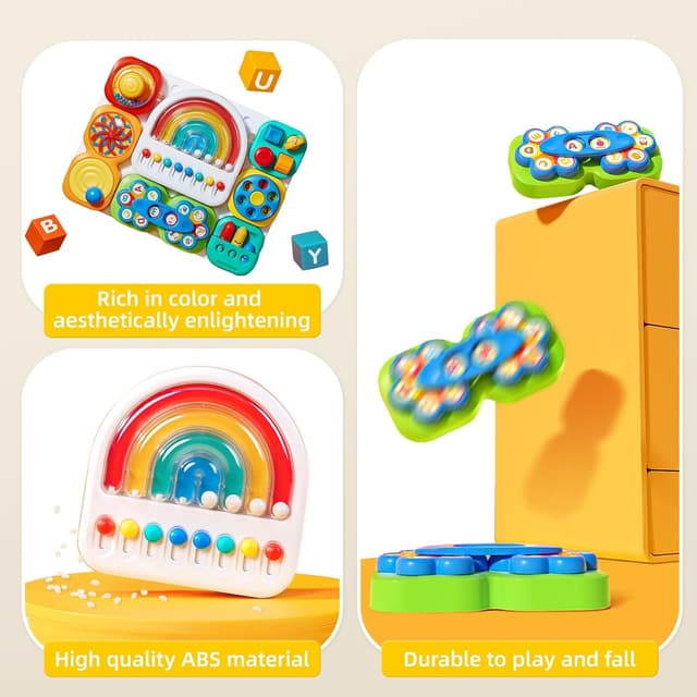 Detalle de Auby Busy Board 3.0 sensoriel détachable (1 à 6 ans) avec 7 outils portables pour motricité fine