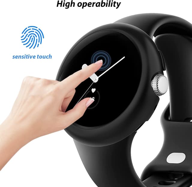 Detalle de Sichy Case with Screen Protector for Google Pixel Watch 3 (45mm) – Clear full-coverage PC cover