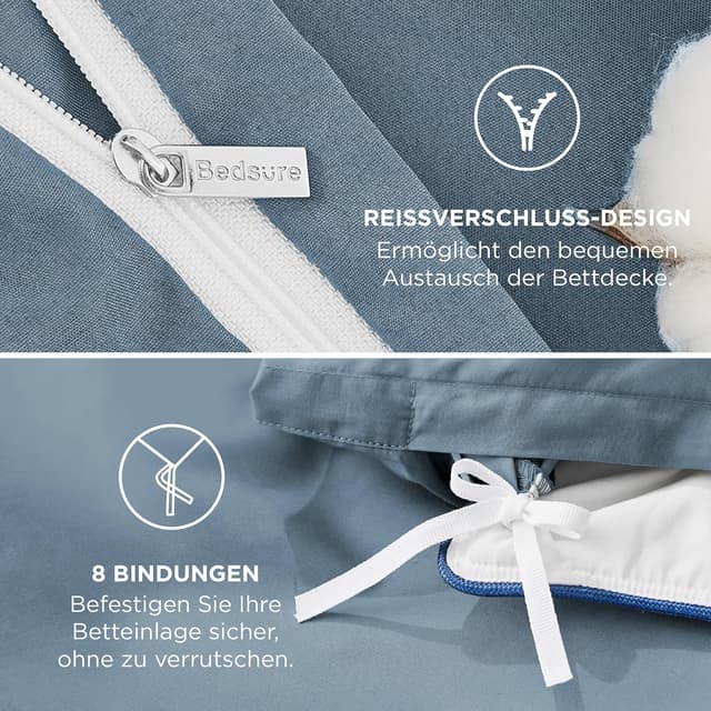 Thumbnail 4 de BEDSURE Bettwäsche 155x220 Grau