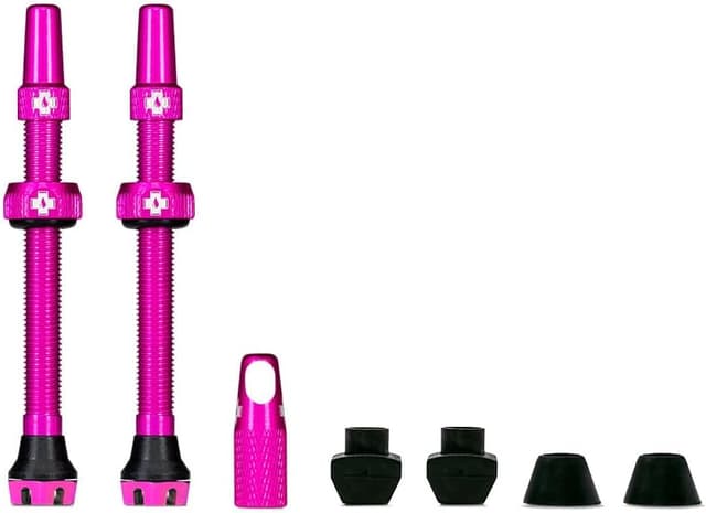 Detalle de Muc-Off Valves Presta Tubeless 44 mm anti-fuite avec outil intégré (paire) – Rose