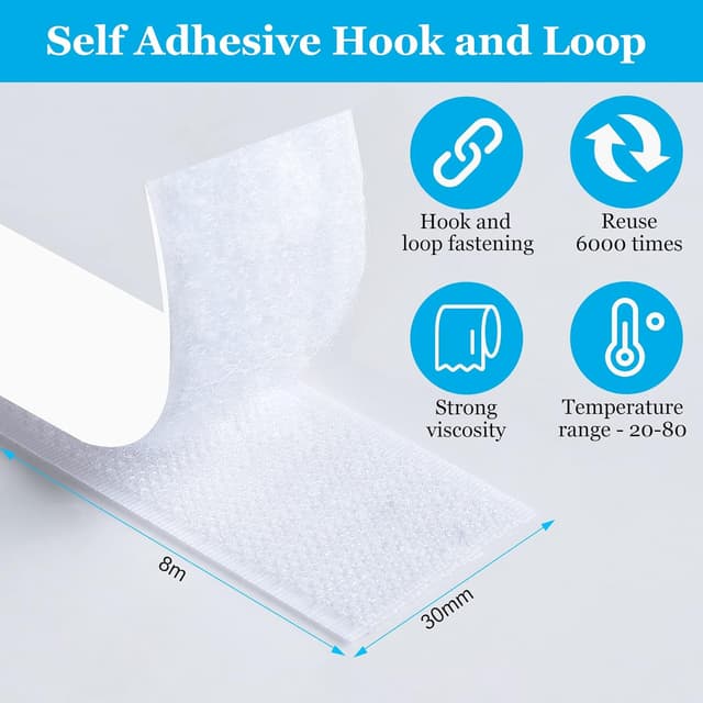 Detalle 2 de AIQInu feltro adesivo biadesivo extra forte Hook & Loop, 8 m (30 mm)