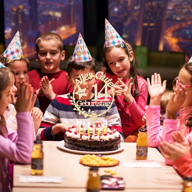 Detalle 2 de Giftota Cake Topper 14. Geburtstag Holz mit LED 🎂