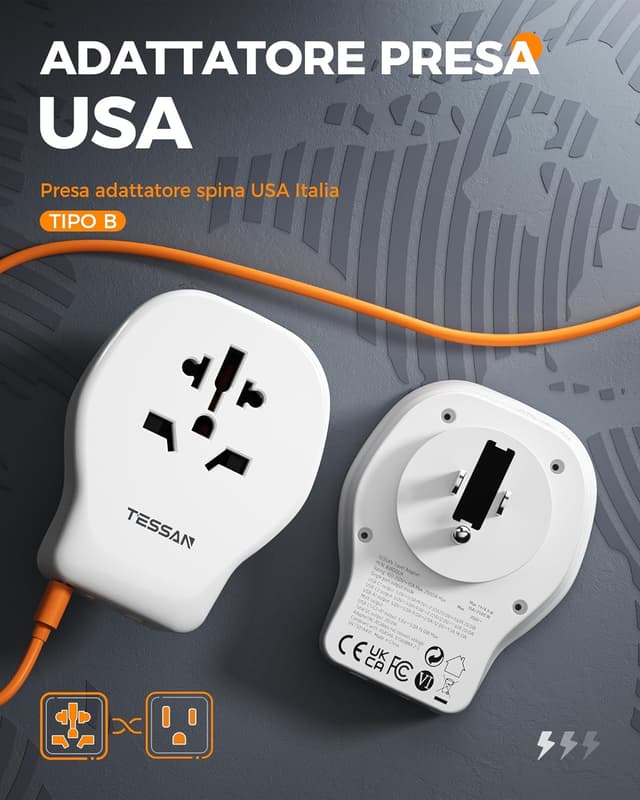 Detalle 2 de TESSAN Adattatore Presa Americana 1250 W 🔌